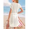 Haloumoning Girls Crochet Swim Beach Cover Up Short Sleeve Swimsuits Long Beach Dress 5-14 Years(Beige)