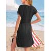 Haloumoning Girls Crochet Swim Beach Cover Up Short Sleeve Swimsuits Long Beach Dress 5-14 Years(Black)