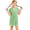 Haloumoning Girls Crochet Swim Beach Cover Up Short Sleeve Swimsuits Long Beach Dress 5-14 Years(Light Green)