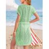 Haloumoning Girls Crochet Swim Beach Cover Up Short Sleeve Swimsuits Long Beach Dress 5-14 Years(Light Green)