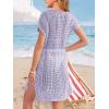 Haloumoning Girls Crochet Swim Beach Cover Up Short Sleeve Swimsuits Long Beach Dress 5-14 Years(Purple)
