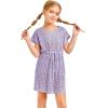 Haloumoning Girls Crochet Swim Beach Cover Up Short Sleeve Swimsuits Long Beach Dress 5-14 Years(Purple)