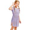 Haloumoning Girls Crochet Swim Beach Cover Up Short Sleeve Swimsuits Long Beach Dress 5-14 Years(Purple)