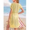Haloumoning Girls Crochet Swim Beach Cover Up Short Sleeve Swimsuits Long Beach Dress 5-14 Years(Yellow)