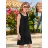 Haloumoning Girls Eyelet Swimsuit Cover Up Kids Casual Sleeveless Summer Beach Dress Coverups with Pockets 5-14 Years(Black)