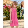 Haloumoning Girls Eyelet Swimsuit Cover Up Kids Casual Sleeveless Summer Beach Dress Coverups with Pockets 5-14 Years(Hot Pink)
