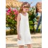 Haloumoning Girls Eyelet Swimsuit Cover Up Kids Casual Sleeveless Summer Beach Dress Coverups with Pockets 5-14 Years(White)