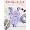 Haloumoning Girls One Piece Swimsuit Kids Cutout Ruffle Adjustable Straps Bathing Suit Beach Swimwear 5-14Y(Light Blue)