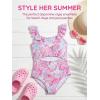 Haloumoning Girls One Piece Swimsuit Kids Cutout Ruffle Adjustable Straps Bathing Suit Beach Swimwear 5-14Y(Light Purple)