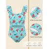 Haloumoning Girls One Piece Swimsuit Kids Cutout Ruffle Adjustable Straps Bathing Suit Beach Swimwear 5-14Y(Mint Green)