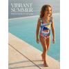 Haloumoning Girls One Piece Swimsuit Kids Cutout Ruffle Adjustable Straps Bathing Suit Beach Swimwear 5-14Y(Sea Blue)