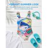 Haloumoning Girls One Piece Swimsuit Kids Cutout Ruffle Adjustable Straps Bathing Suit Beach Swimwear 5-14Y(Sea Blue)