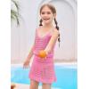 Haloumoning Girls Sleeveless Crochet Swimsuit Cover Up Kids Summer Hollow Out Knitted Beach Dress 7-14 Years(Hot Pink)