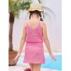 Haloumoning Girls Sleeveless Crochet Swimsuit Cover Up Kids Summer Hollow Out Knitted Beach Dress 7-14 Years(Hot Pink)