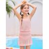 Haloumoning Girls Sleeveless Crochet Swimsuit Cover Up Kids Summer Hollow Out Knitted Beach Dress 7-14 Years(Pink)