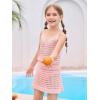 Haloumoning Girls Sleeveless Crochet Swimsuit Cover Up Kids Summer Hollow Out Knitted Beach Dress 7-14 Years(Pink)