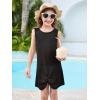 Haloumoning Girls Sleeveless Swim Cover Up Kids Summer Swimsuit Coverup Twist Front Beach Dress 5-14Y(Black)
