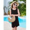 Haloumoning Girls Sleeveless Swim Cover Up Kids Summer Swimsuit Coverup Twist Front Beach Dress 5-14Y(Black)