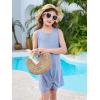 Haloumoning Girls Sleeveless Swim Cover Up Kids Summer Swimsuit Coverup Twist Front Beach Dress 5-14Y(Blue)