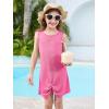 Haloumoning Girls Sleeveless Swim Cover Up Kids Summer Swimsuit Coverup Twist Front Beach Dress 5-14Y(Hot Pink)