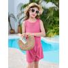 Haloumoning Girls Sleeveless Swim Cover Up Kids Summer Swimsuit Coverup Twist Front Beach Dress 5-14Y(Hot Pink)