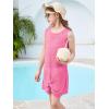 Haloumoning Girls Sleeveless Swim Cover Up Kids Summer Swimsuit Coverup Twist Front Beach Dress 5-14Y(Hot Pink)