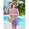 Haloumoning Girls Sleeveless Swim Cover Up Kids Summer Swimsuit Coverup Twist Front Beach Dress 5-14Y(Light Purple)