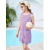 Haloumoning Girls Sleeveless Swim Cover Up Kids Summer Swimsuit Coverup Twist Front Beach Dress 5-14Y(Light Purple)