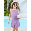 Haloumoning Girls Sleeveless Swim Cover Up Kids Summer Swimsuit Coverup Twist Front Beach Dress 5-14Y(Light Purple)