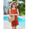 Haloumoning Girls Sleeveless Swim Cover Up Kids Summer Swimsuit Coverup Twist Front Beach Dress 5-14Y(Orange Red)