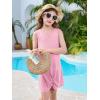 Haloumoning Girls Sleeveless Swim Cover Up Kids Summer Swimsuit Coverup Twist Front Beach Dress 5-14Y(Pink)