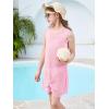 Haloumoning Girls Sleeveless Swim Cover Up Kids Summer Swimsuit Coverup Twist Front Beach Dress 5-14Y(Pink)