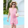 Haloumoning Girls Sleeveless Swim Cover Up Kids Summer Swimsuit Coverup Twist Front Beach Dress 5-14Y(Pink)