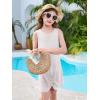 Haloumoning Girls Sleeveless Swim Cover Up Kids Summer Swimsuit Coverup Twist Front Beach Dress 5-14Y(White)