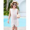 Haloumoning Girls Sleeveless Swim Cover Up Kids Summer Swimsuit Coverup Twist Front Beach Dress 5-14Y(White)