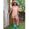 Haloumoning Girls Swim Cover Up Kids Summer Printed Short Sleeve Swimsuit Coverup Beach Bathing Suit Swimwear 5-14Y(Coral Pink)
