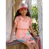 Haloumoning Girls Swim Cover Up Kids Summer Printed Short Sleeve Swimsuit Coverup Beach Bathing Suit Swimwear 5-14Y(Coral Pink)