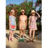 Haloumoning Girls Swim Cover Up Kids Summer Printed Short Sleeve Swimsuit Coverup Beach Bathing Suit Swimwear 5-14Y(Coral Pink)