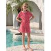 Haloumoning Girls Swim Cover Up Kids Summer Printed Short Sleeve Swimsuit Coverup Beach Bathing Suit Swimwear 5-14Y(Hot Pink)