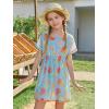 Haloumoning Girls Swim Cover Up Kids Summer Printed Short Sleeve Swimsuit Coverup Beach Bathing Suit Swimwear 5-14Y(Light Blue)