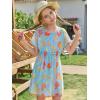 Haloumoning Girls Swim Cover Up Kids Summer Printed Short Sleeve Swimsuit Coverup Beach Bathing Suit Swimwear 5-14Y(Light Blue)