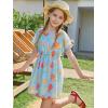 Haloumoning Girls Swim Cover Up Kids Summer Printed Short Sleeve Swimsuit Coverup Beach Bathing Suit Swimwear 5-14Y(Light Blue)
