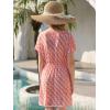 Haloumoning Girls Swim Cover Up Kids Summer Printed Short Sleeve Swimsuit Coverup Beach Bathing Suit Swimwear 5-14Y(Pink)