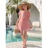 Haloumoning Girls Swim Cover Up Kids Summer Printed Short Sleeve Swimsuit Coverup Beach Bathing Suit Swimwear 5-14Y(Pink)
