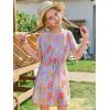 Haloumoning Girls Swim Cover Up Kids Summer Printed Short Sleeve Swimsuit Coverup Beach Bathing Suit Swimwear 5-14Y(Purple)