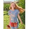 Haloumoning Girls Swim Cover Up Kids Summer Printed Short Sleeve Swimsuit Coverup Beach Bathing Suit Swimwear 5-14Y(Sky Blue)
