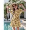 Haloumoning Girls Swim Cover Up Kids Summer Printed Short Sleeve Swimsuit Coverup Beach Bathing Suit Swimwear 5-14Y(Yellow)