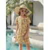Haloumoning Girls Swim Cover Up Kids Summer Printed Short Sleeve Swimsuit Coverup Beach Bathing Suit Swimwear 5-14Y(Yellow)