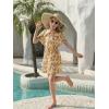 Haloumoning Girls Swim Cover Up Kids Summer Printed Short Sleeve Swimsuit Coverup Beach Bathing Suit Swimwear 5-14Y(Yellow)