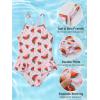 Haloumoning Toddler Baby Girls Swimsuit Kids Ruffled One Piece Colorful Bathing Suits Summer Beach Swimwear 9M-8Y(Light Pink)